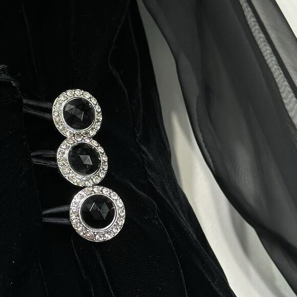 Weekend New York Paris Black Velvet Sequin Sheer Sleeve Cocktail Party Dress 12 - Picture 5 of 8